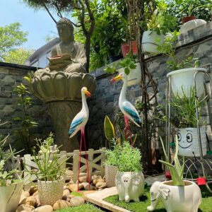 The Decorshed Resin Crane Set Of 2 For Action Home Decor,Garden Decor,Room Decor(Crane Pack Of 1,White Crane)